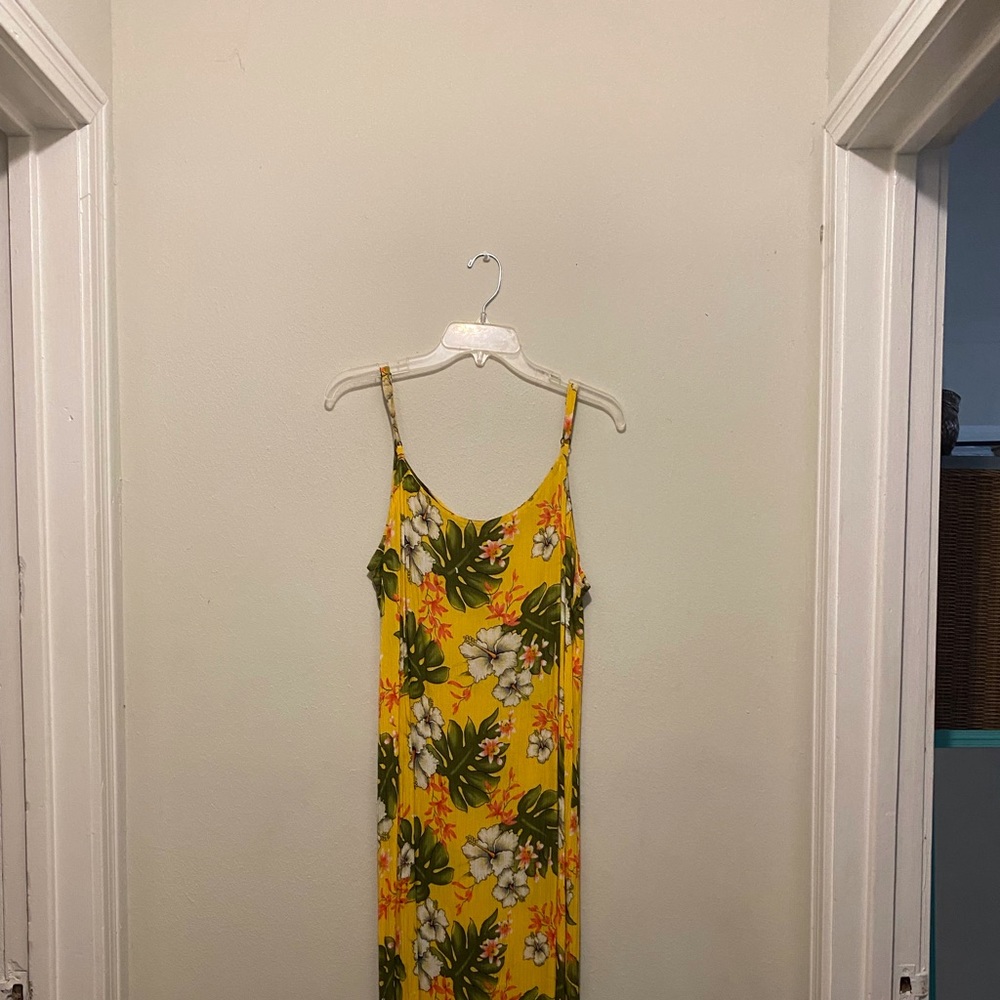 Sundress - yellow 12 inch slit on both sides at bottom.
